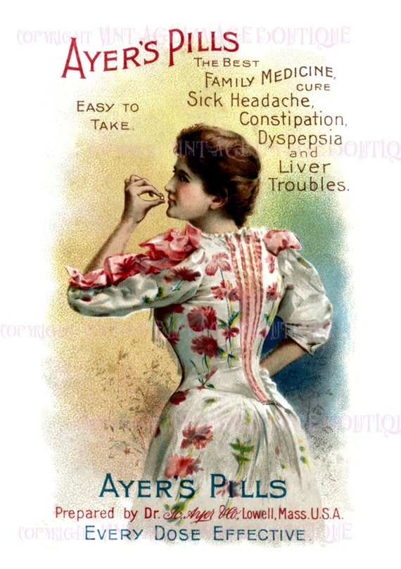激レア！ドイツ 19世紀 アンティーク 洋書 医学 薬学 医療 古書 広告 Antique Victorian Quack Medicine Advertisement for Ayers Pills Get