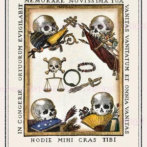 Sombere antieke 17e-eeuwse aandenken Mori kleur illustratie met aandenken Mori rouw gedicht 5 x 7 wenskaart