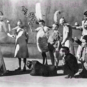 Foto em preto e branco do filme Freaks de Tod Browning de 1932, cartão comemorativo 5x7