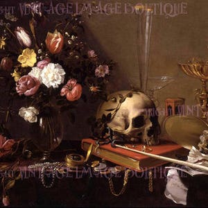 Beautiful Antique 17th Century Dutch Vanitas Memento Mori Mourning 5x7 Greeting Card