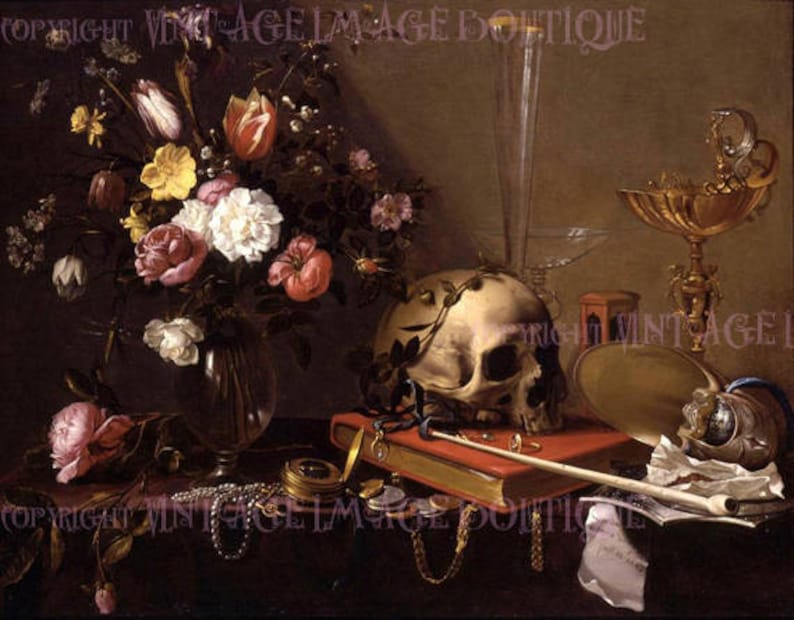 Beautiful Antique 17th Century Dutch Vanitas Memento Mori Mourning 5x7 ...