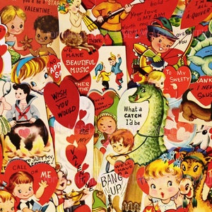 Adorables tarjetas vintage del día de San Valentín Collage Tarjeta de felicitación 5x7 del día de San Valentín