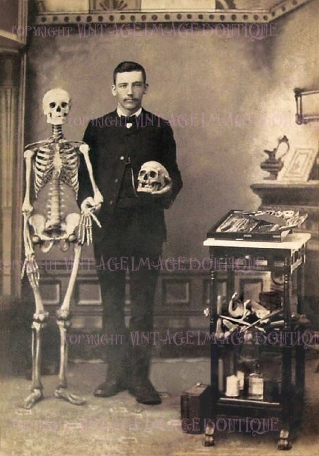 Antique Victorian Sepia Photograph of A Young Medical Student Posed ...