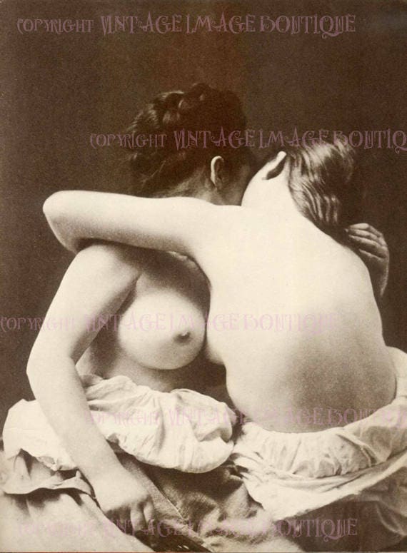 570px x 775px - Antique Victorian Erotic Embracing Lesbian Nude Women Kinky 5x7 Greeting  Card - Etsy
