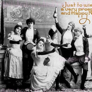 Antyczny 1920 Lesbijski Berlin Kabaret Kabaret Szczęśliwego Nowego Roku Gejowskie Boże Narodzenie Zimowe Przesilenie Sezon świąteczny 5x7 Kartka okolicznościowa