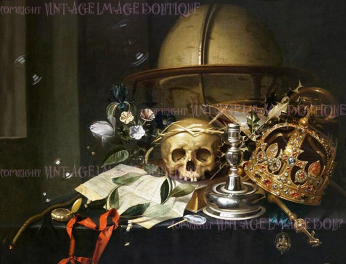 Beautiful Antique 17th Century Dutch Vanitas Memento Mori Mourning 5x7 ...