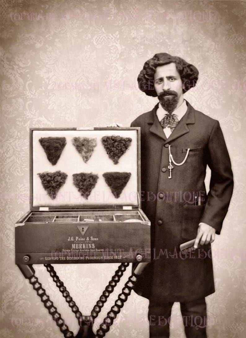 Merkin Man Humorous Victorian Sepia Photograph of A Merkin Salesman With His ...