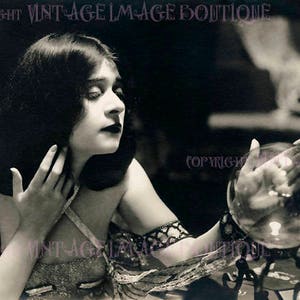 Ancienne photo noir et blanc portrait de Theda Bara Vamp Coquette comme Salomé C.1918 5 x 7 Carte de voeux