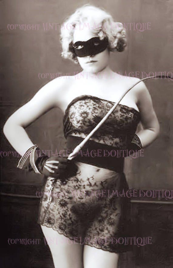 Vintage 1920's Masked Dominatrix Kinky Erotic Spanking Bondage BDSM 5x7  Greeting Card