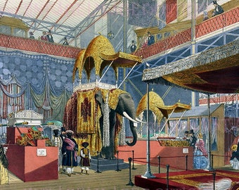 Lovely Antique Victorian Illustration of The Indian Pavilion At Crystal Palace 1851 Great Exhibition  5x7 Greeting Card