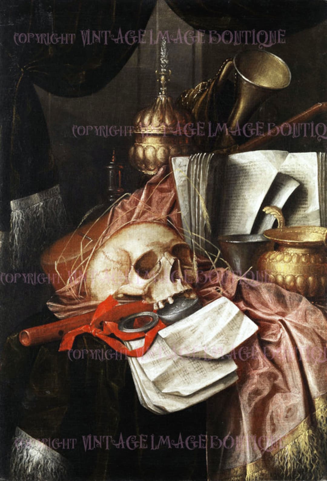 Beautiful Antique 17th Century Dutch Vanitas Memento Mori of A Skull ...