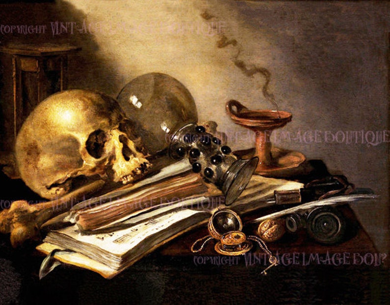 Beautiful Antique 17th Century Dutch Vanitas Memento Mori Mourning 5x7 ...