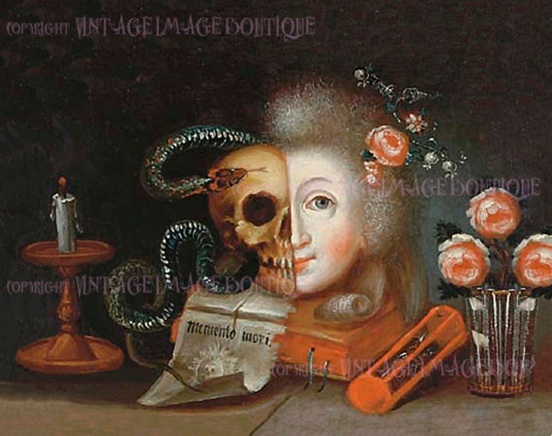 Beautiful Antique 17th Century Austrian Vanitas Memento Mori of A
