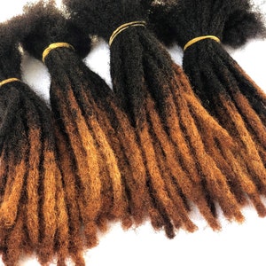 Human hair dreadlocks extensions with honey blonde tips. 10 locks per bundle