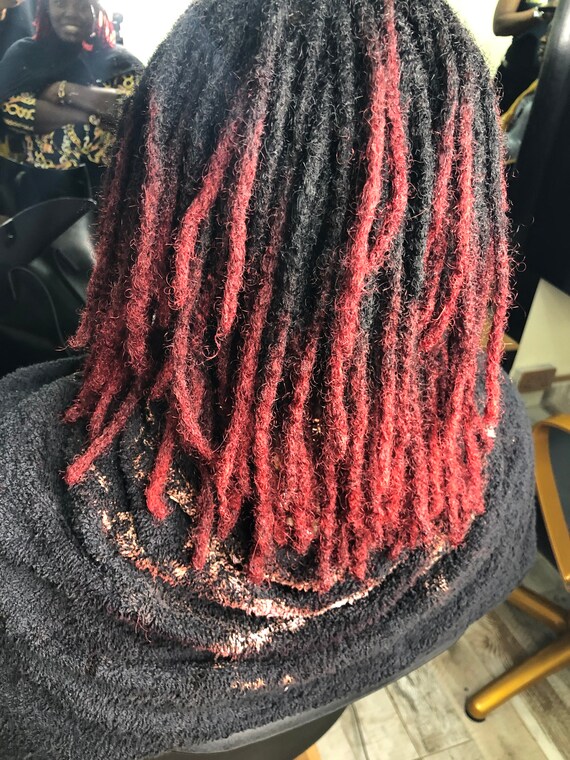 Human Hair Dreadlocks Extensions With Red Burgundy Tips 10 Etsy