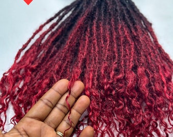 Red-Wine Human Hair Dreadlocks Extensions| Textured Intalocs (0.4-0.5cm) | 50 locs per bundle