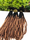 Human hair dreadlocks extensions with honey blonde tips. Personalized 100% Human Hair Handmade Locs. 10 locs per bundle product logo