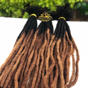 Human hair dreadlocks extensions with honey blonde tips. Personalized 100% Human Hair Handmade Locs. 10 locs per bundle