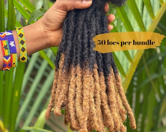 Smedium (0.6-0.7cm) Textured Intalocs. |Honey Blonde| 50 locs per bundle 100% human hair. Interlocked Locs