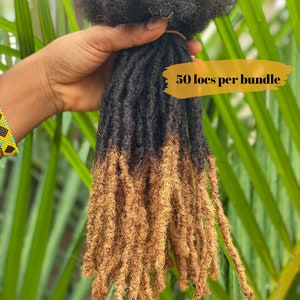 Textured Intalocs small (0.4-0.5cm) Human hair dreadlocks extensions with honey blonde tips | 50 locs per bundle
