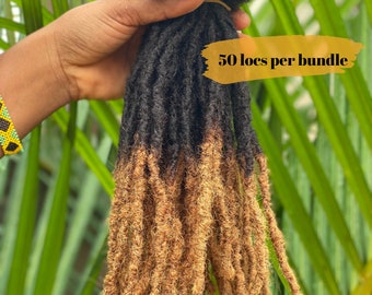 Textured Intalocs small (0.4-0.5cm) Human hair dreadlocks extensions with honey blonde tips | 50 locs per bundle