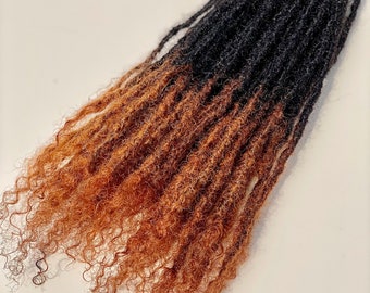 Human hair dreadlocks extensions with honey blonde tips | Textured Intalocs (0.4-0.5cm) | 10 locs per bundle