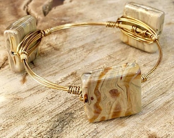 Brown Swirl wire-wrapped  bracelet