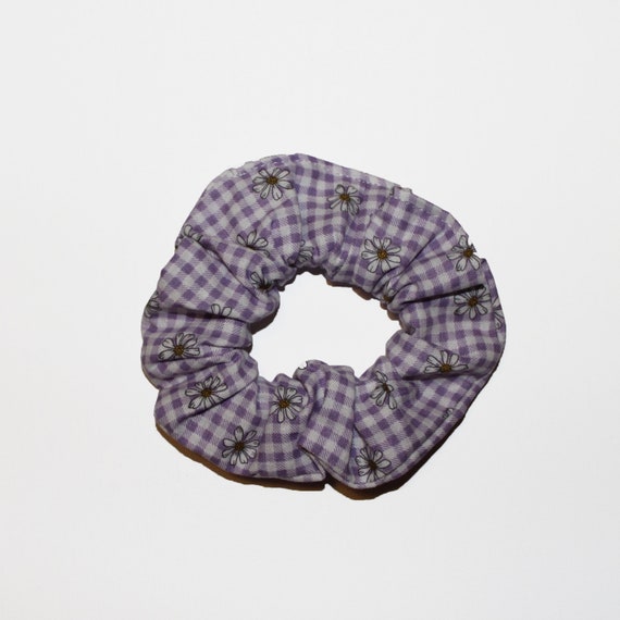 Purple Gingham Daisy Scrunchie Scrunchy Hair Tie Top Knot Etsy