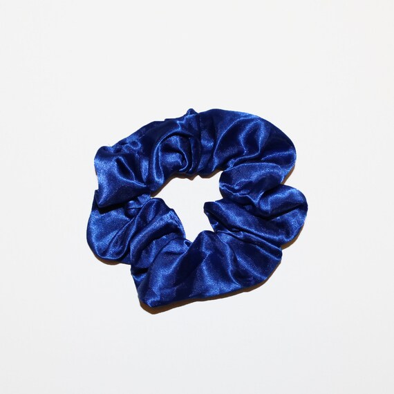 Royal Blue Satin Scrunchie Scrunchy Hair Tie Top Knot Hair Etsy
