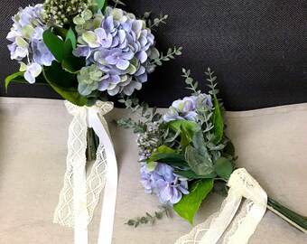 Bridal Bouquet Blue Hydrangea Etsy