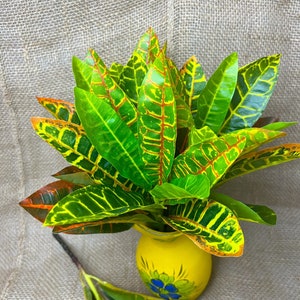 Set 3 branches of croton tropical flowers, Paradise Flowers, Wedding Decoration, artificial flowers for decor, Home decor