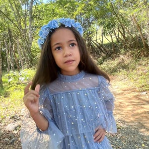 Blue Real Touch Hydrangea Crown For Girl, Floral Crown For Head, Floral Hair Accessory, Real Touch Flowers, Wedding Crown Flower For Women.