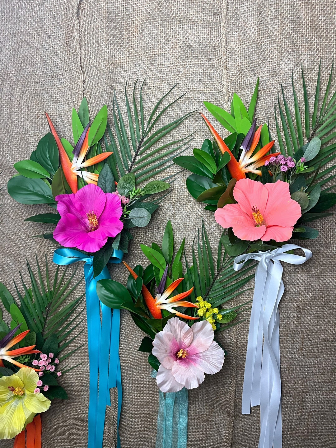 Tropical Hibiscus Aisle Flowers, Decoration for Chairs, Flowers for