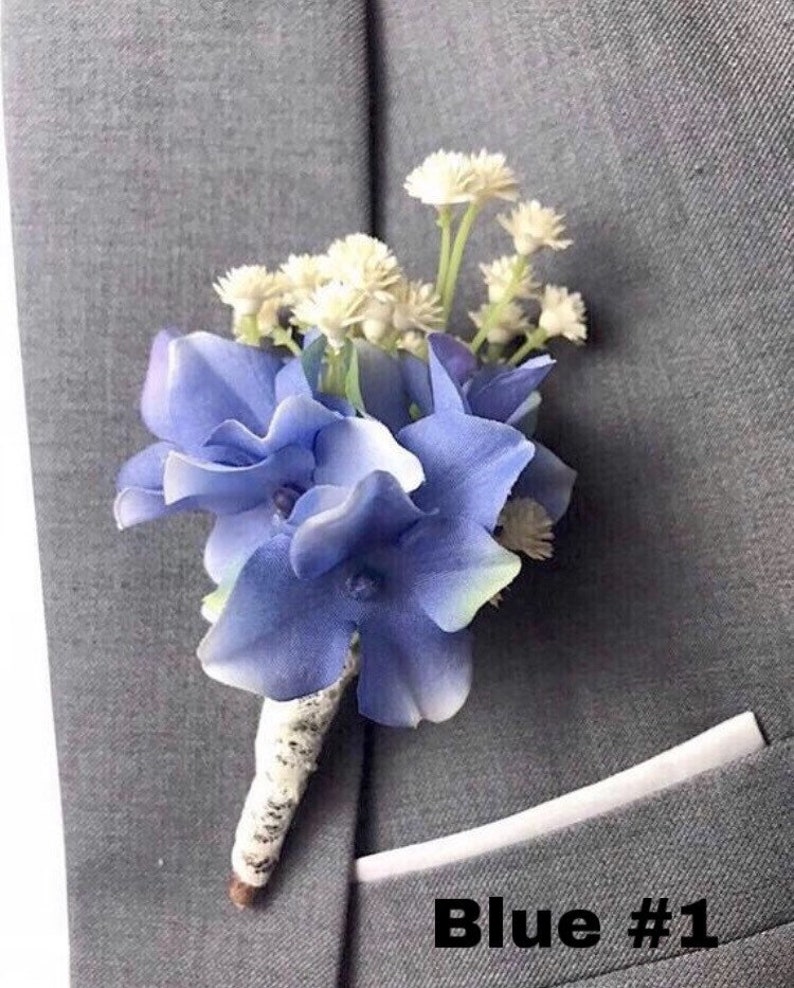 Blue Hydrangeas Boutonniere for the Groom wedding Flowers | Etsy