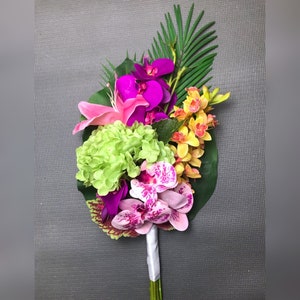 Artificial Tropical Wedding Bouquet: Silk Orchids & Lilies
