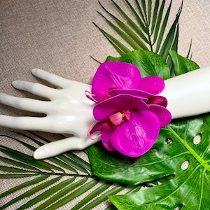 Real Touch Orchid Wrist Corsage: Tropical Wedding Flowers