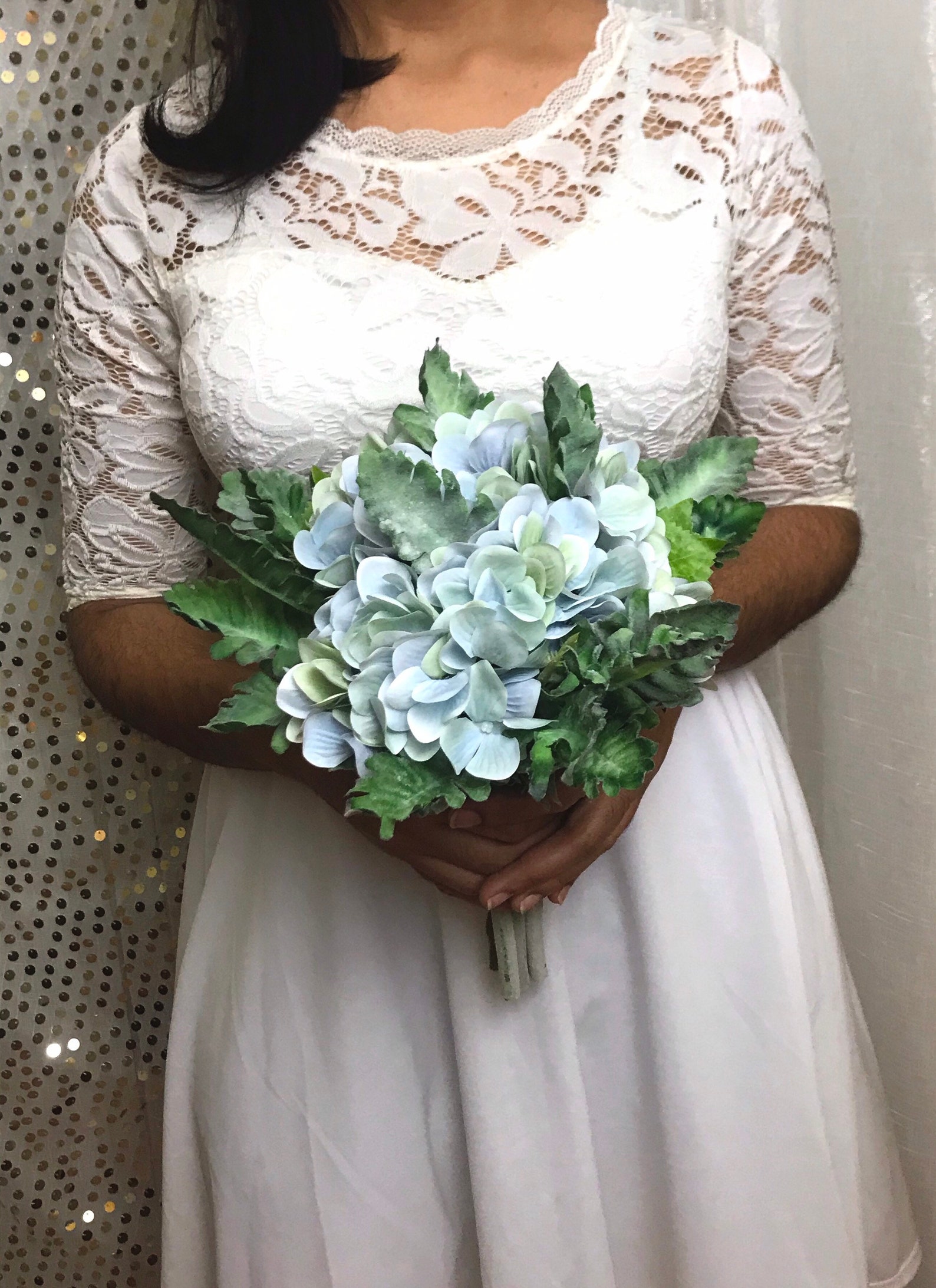 Light Blue Hydrangea wedding bouquet bridesmaids hydrangeas | Etsy