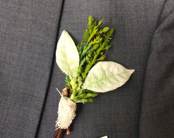 Winter boutonniere , Christmas wedding boutonniere, White Poinsettias boutonniere for the groom and groomsman