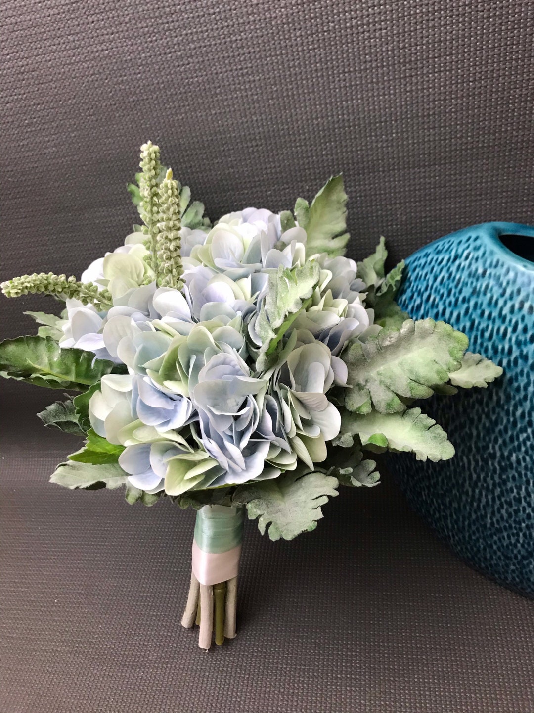 Light Blue Hydrangea Wedding Bouquet Bridesmaids Hydrangeas - Etsy