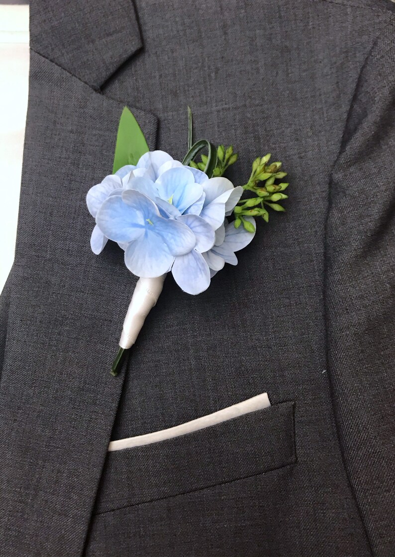 Blue Hydrangeas Boutonniere for the Groom Wedding Flowers - Etsy