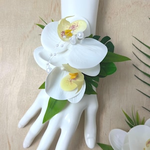 Real Touch Orchid Wrist Corsage: Tropical Wedding Flowers