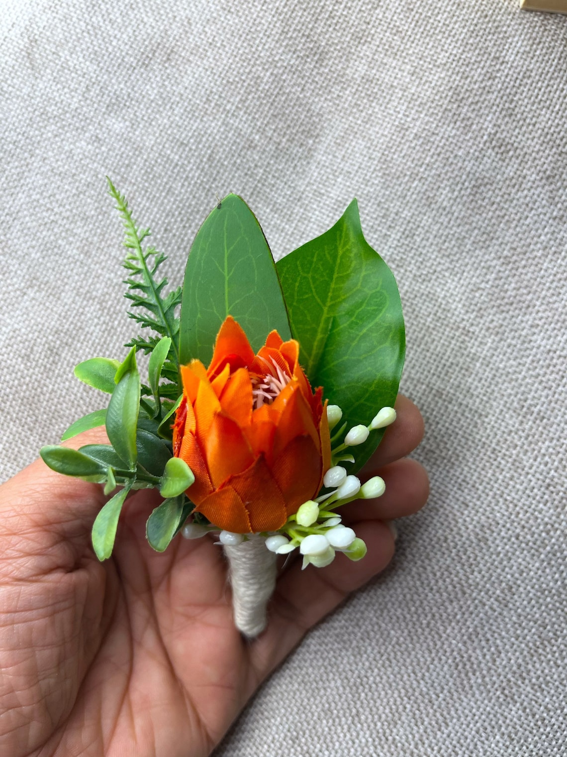 Orange Protea Boutonniere Wedding Flower Artificial Flowers Etsy
