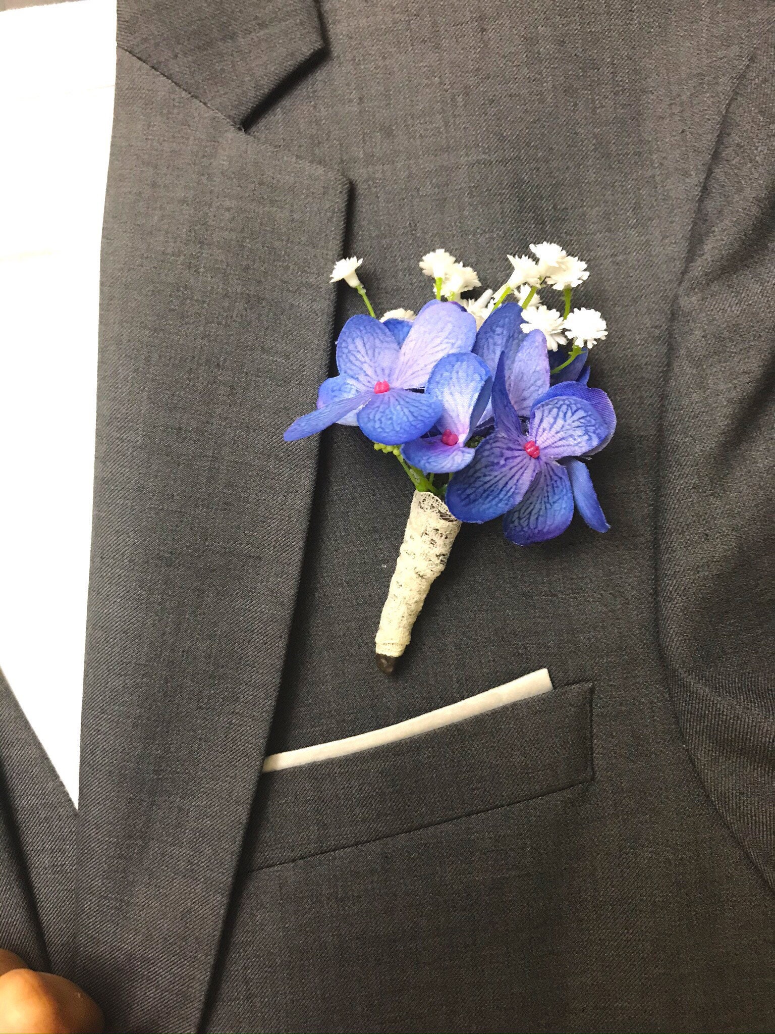 Blue Hydrangeas Boutonniere for the Groom wedding Flowers Etsy