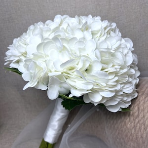 Bouquets d&#39;hortensias blanc/crème Real Touch, bouquets de mariée hortensias, bouquets de demoiselles d&#39;honneur, petits bouquets d&#39;hortensias, fleurs Real Touch
