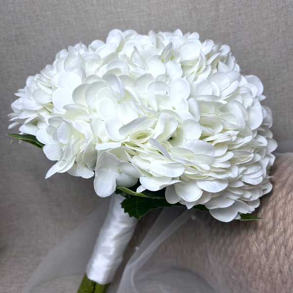 Real Touch White Hydrangea Bouquets, Hydrangea Bridal bouquets, Bridesmaids bouquets, Small hydrangea bouquets, Real Touch Flowers