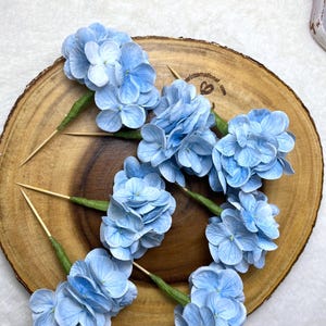Wood pick for Cake Topper in Blue Real Touch Hydrangeas, Hydrangeas Cake Decor, Fake Flowers Decorations For Cake