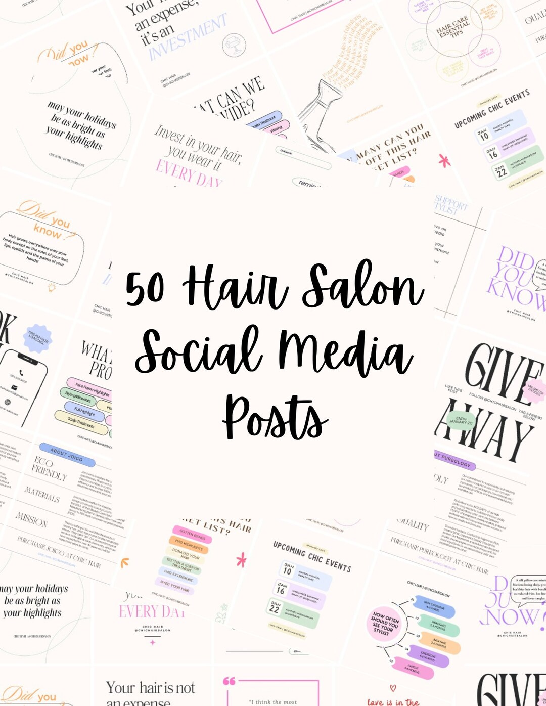 Ultimate Hair Salon Social Media Pack: 50 Digital Downloads for Stylish ...
