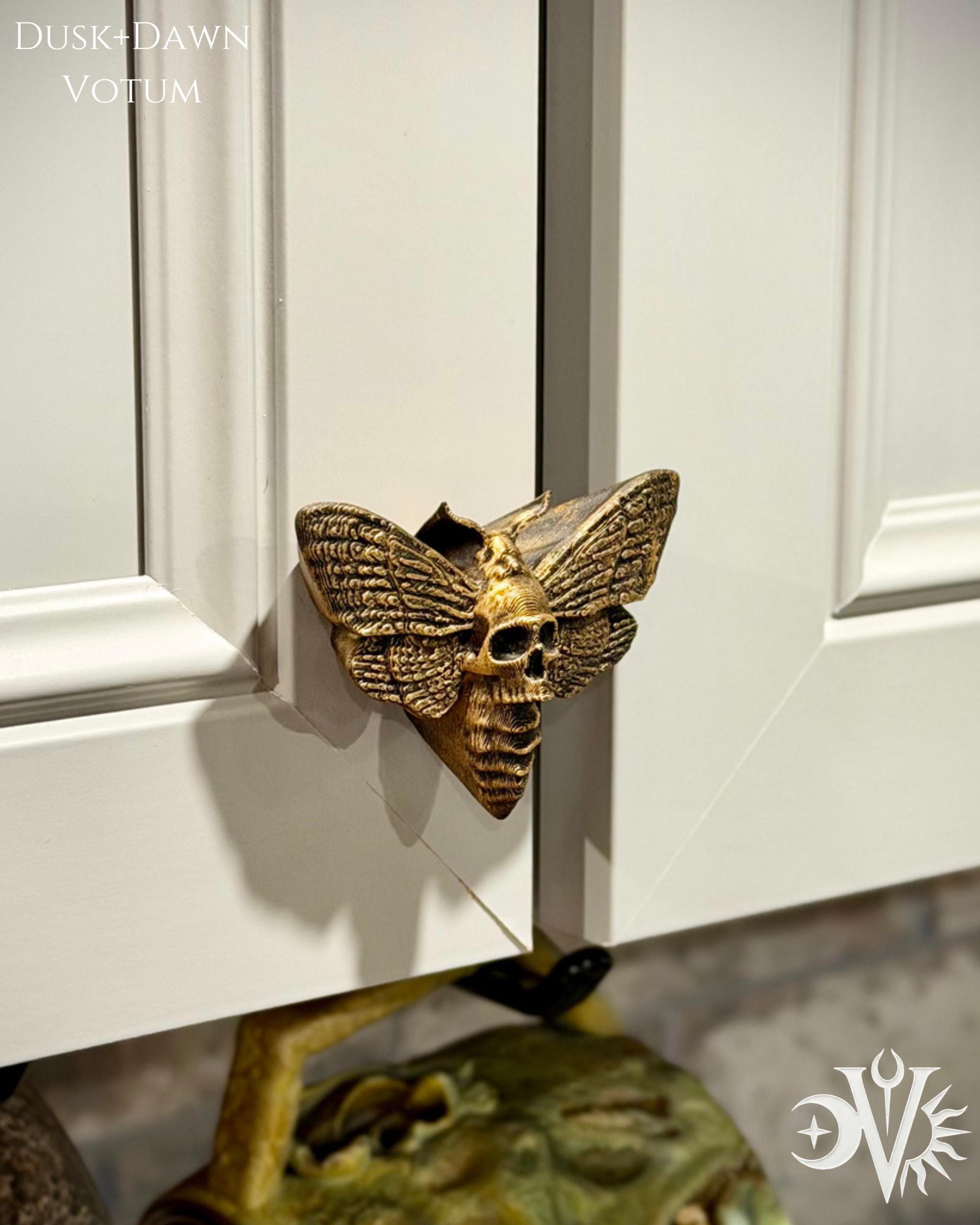Death Moth Cabinet Pull | Gothic Home Decor | Skull Drawer Knob | 3D ...