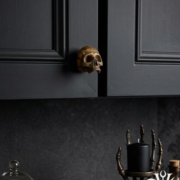 Human Skull Cabinet Knob | Gothic Memento Mori Decor | Dark Academia | 3D Printed