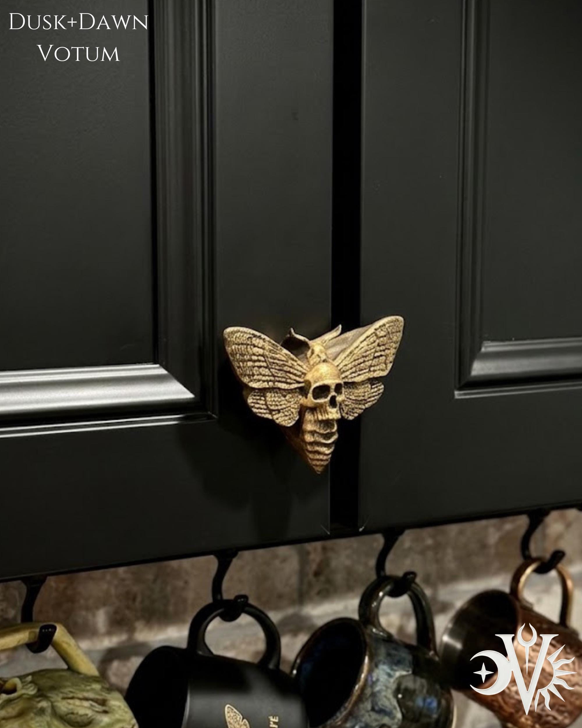 Death Moth Cabinet Pull | Gothic Home Decor | Skull Drawer Knob | 3D ...